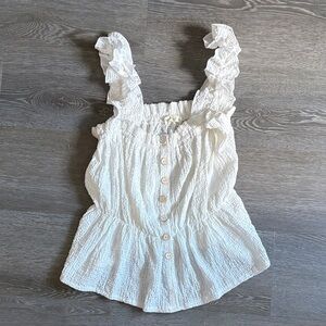 ILLA ILLA White Button-Up Ruffled Blouse